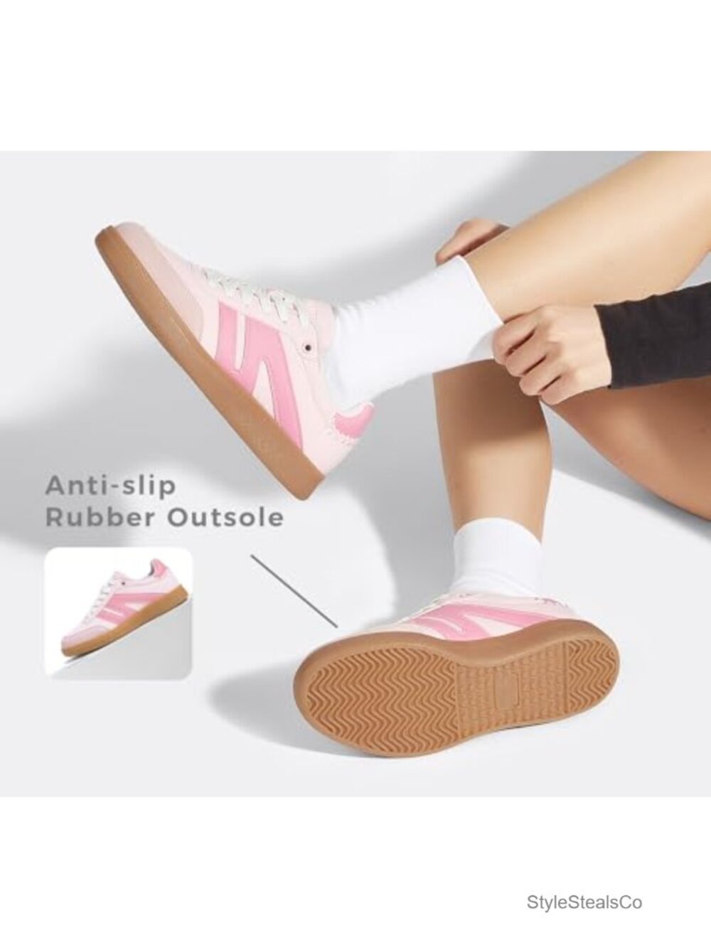 Genuine Leather Retro Fashion Sneakers Anti-Slip Gum Sole Women's Tennis Skate - Picture 4 of 6